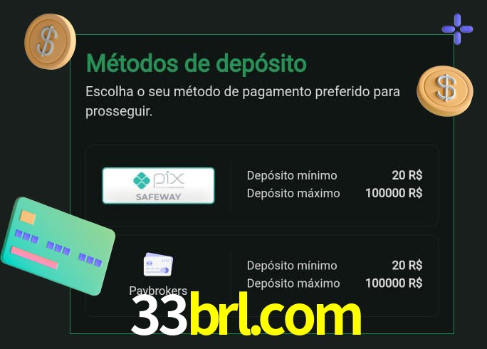 O cassino 33brl.com oferece uma grande variedade de métodos de pagamento